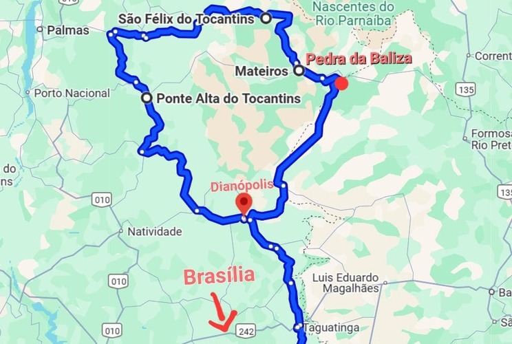 Mapa da Rota do Jalapão